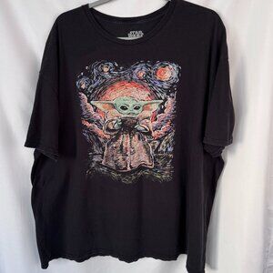 Star Wars Graphic Tee | Baby Yoda | Starry Night | Black | Short Sleeve T-Shirt